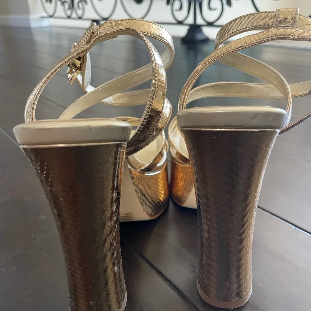 Michael Kors Metallic Gold Platform Strappy Sandals